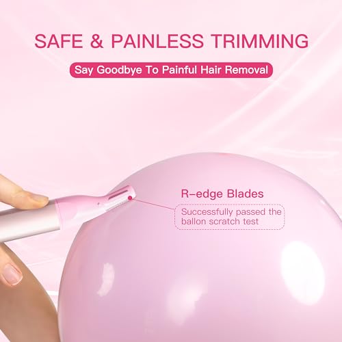 HEBECA Nose Hair Trimmer for Women 2in1 Facial Hair Removal Trimmer - Metal Body, Rechargeable, Waterproof, Portable - Nose, Ear, Eyebrow, Peach-Fuzz, Lips, Chin FT2001