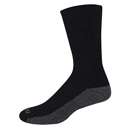 Genuine-Dickies Men's Dri-Tech Performance Crew Work Sock 6-Pair-Pack (Black) (Shoe Size: 6-12)