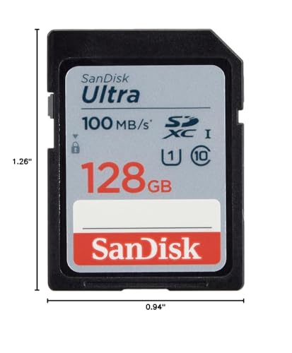 SanDisk 128GB Ultra SDXC UHS-I Memory Card - 100MB/s, C10, U1, Full HD, SD Card - SDSDUNR-128G-GN6IN