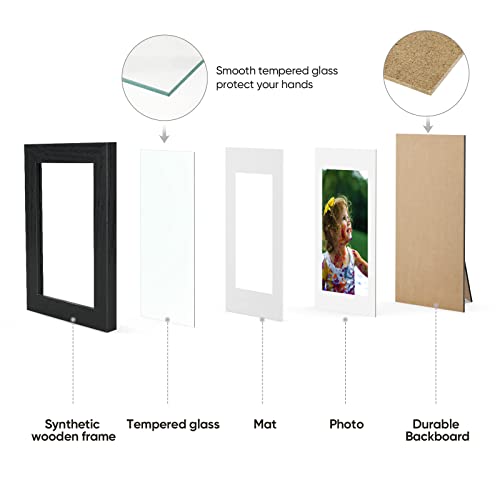 Nacial 4x6 Picture Frame Set of 2, Picture Frames with Tempered Glass, Display Pictures 3.5x5 with Mat or 4x6 Without Mat, Wall Gallery Photo Frames, Horizontal and Vertical Formats for Table