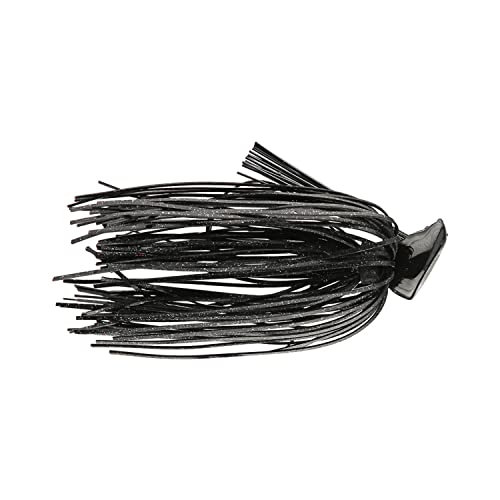 BUCKEYE LURES Flat Top Finesse Jig with Premium Skirting & Rubber Skirt Collar | Durable Versatile Fishing Bait | Black, 1/4 oz