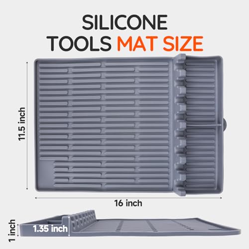 Silicone Griddle Tools Mat for Blackstone, Large Silicone Spatula Mat with Drip Pad - Perfect for Grilling, Cooking, and Griddle Use