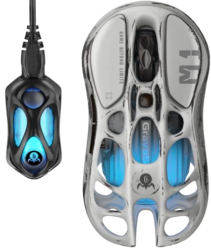 GravaStar Mercury M1 Pro Wireless Gaming Mouse, Lightweight Magnesium Alloy, 26,000 DPI, PAW3395DM Sensor, 5 Programmable Buttons, Support Wired/2.4GHz/BT, Up to 200 Hours Battery Life