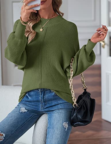 TECREW Women's Batwing Long Sleeve Crew Neck Pullover Sweater Soft Ribbed Knit Sweater Top, Navy, X-Large