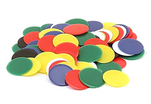 Hygloss Products Colored Bingo Chips - Plastic Color Bingo Supplies Discs for Counting, Game Tokens, Markers - Opaque, 7/8" Diameter, 100 Pack,59100