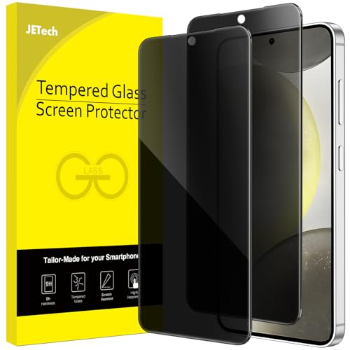 JETech Privacy Screen Protector for Samsung Galaxy S24 5G 6.2-Inch, Anti-Spy Tempered Glass Film, Fingerprint ID Compatible, 2-Pack