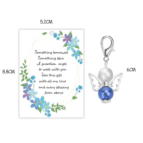 MKISHINE Something Blue for Bride to Be on Wedding Gifts Bridal Angel Bouquet Garter Charm Gift Card for Daughter on Wedding Day, from Mom Dad Grandma Sister Friends