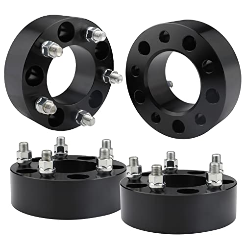 4PCS 5x5 Wheel Spacers 2 inch, 5x127 Black Wheel spacers 87.1mm Hub Bore with 14x1.5 Studs, Replacement for C1500 Suburban Yukon Tahoe