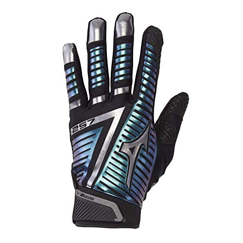 Mizuno F-257 Women's Softball Batting Glove, Black-Iridescent, X-Small