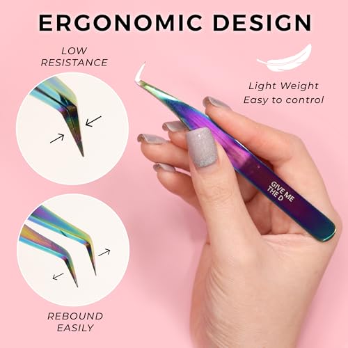 LLBA Lash Tweezer Professional Volume False Lash Application Tool | Multi Shapes & Purposes Tweezers | Non-Slip Grip Tweezers for Volume, Isolation & Classic Lashes (Gold, Girl Boss Isolation)