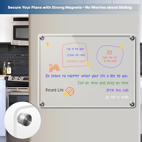 Acrylic Magnetic Calendar for Fridge and Wall, 16”x12” Monthly and Weekly Dry Erase Board with 8 Markers and Free Accessories (2 Pack)