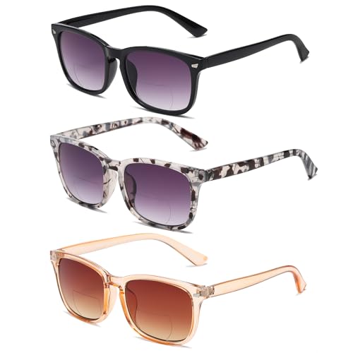 Bifocal Sunglasses For Women Classic Retro Reading Sunglasses 3 Pack UV400 Sun Readers Glasses With Metal Hinge +1.0