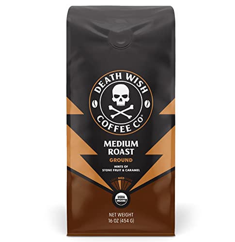 Death Wish Coffee, Medium Roast Ground Coffee, 6 pack