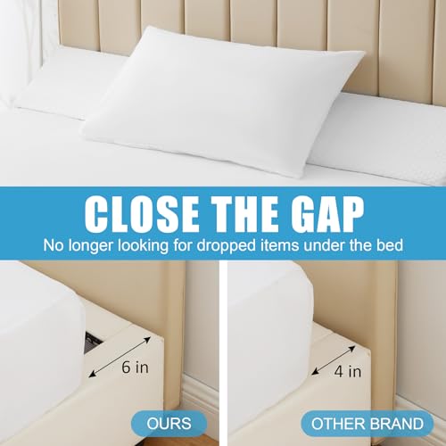 MEGCXIT Queen Bed Wedge Pillow for Headboard, Foam Pillow Wedge for Headboard Gap, Mattress Bed Gap Filler Queen, Triangle Pillow Wedge, Anti-Slip Bed Crack Space Filler (60"×10"×6") Air-Layer White