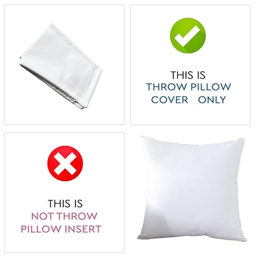 TAOSON Set of 2 Home Decorative 100% Cotton Canvas Square Throw Pillow Covers Cushion Case Solid Pillowcase with Hidden Zipper Closure Multiple Colors White 24 x 24 Inches 60x60cm