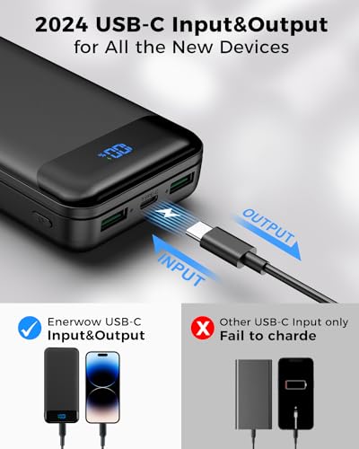 Portable Charger Power Bank 40000mAh Powerbank PD 30W and QC 4.0 Fast Charging External Battery Pack with USB-C LED 3 Outputs & 2 Inputs Portable Charging for iPhone 15 14 13 pro, Samsung