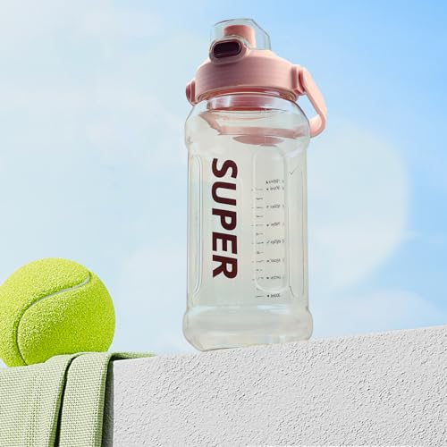 50oz Sport Drinking Bottle, Portable Water Bottle with Handle and Straw, Graduated Cup, Leakproof Drinking Bottle for Gym, Camping, Hiking, Cycling and Tennis, Tritan BPA-Free Water Bottle (50oz Pink)