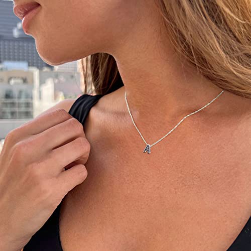 ChicSilver Initial Necklace for Women 925 Sterling Silver Women Necklace Dainty Tiny Cubic Zirconia CZ Letter W Initial Pendant Necklace Personalized Small Alphabet Jewelry Gifts