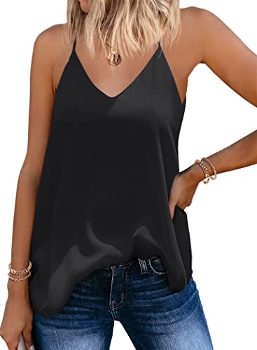 SUNAELIA Camisole Tops for Women Tank Tops Dressy Casual Chiffon Loose Fit Going Out Shirt Tops Light Grey