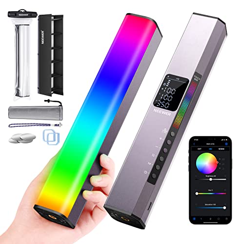 NEEWER RGB LED Video Light Stick, Touch Bar&APP Control, Magnetic Handheld Photography Lighting Wand, Dimmable 3200K~5600K CRI98+ Full Color LED Light with 6400mAh Battery, 17 Scenes, RGB1 (Rose Gold)