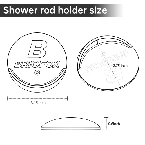BRIOFOX Shower Curtain Rod Holder 3M Adhesive | Heat Resistant | Waterproof | Max Load 60 lbs Shower Rod Retainer for Wall, 2 Pack, Black (Rod Not Included)