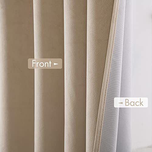 MIULEE 100% Blackout Velvet Curtains 108 Inches Long Olive Green Curtain Drapes for Luxury Bedroom Living Room Darkening Thermal Insulated Grommet Curtains for Light Blocking Set of 2