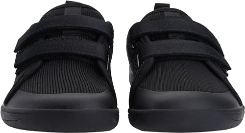 WHITIN Kids Wide Barefoot Shoes for Boys Girls Minimalist Zero Drop Sneakers Size 3 Big Kid Athletic Walking School Sports Flat Running Black 35