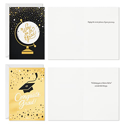 Hallmark Graduation Cards Bulk Assortment, Black and Gold (36 Cards and Envelopes, 6 Designs)