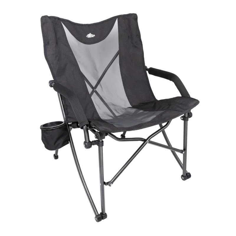 Cascade Mountain Tech Camping Chair - Low Profile Folding Chair for Camping, Beach, Picnic, Barbeques, Sporting Event with Carry Bag , Black