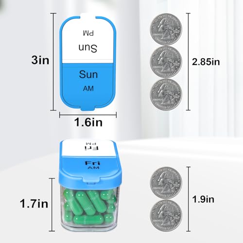 Odaro Extra Large Weekly Pill Organizer 2 Times A Day, Pill Box 7 Day Am Pm to Hold Daily Medicine Vitamin and Supplements for Elders, Arthrtic Patients and Kids - Blue