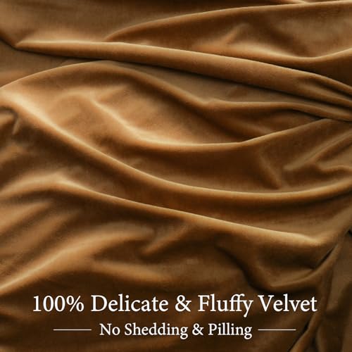 PHF Super Soft Velvet Duvet Cover Queen Size, 3pcs Luxurious Breathable Velour Fluffy Comforter Cover with 8 Ties, Cozy Flannel Duvet Cover with Pillow Shams, Zipper Closure, 90"x90", Camel