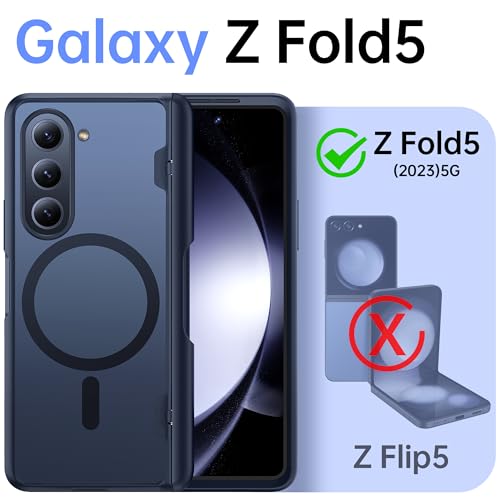 MOBOSI for Z Fold 5 Case Magnetic Hinge Coverage Protection, [Compatible with Magsafe], Galaxy Z Fold 5 Case Front Screen Protector, Shockproof Full Body Phone Case for Samsung Galaxy Z Fold 5, Black