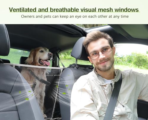 Pecute Dog Back Seat Extender, Back Seat Extender for Dogs, Hard Bottom Car Seat Cover for Large Dogs, Backseat Dog Hammock for Car SUV, Dog Car Seat Cover Extender for Car Travel & Camping Bed