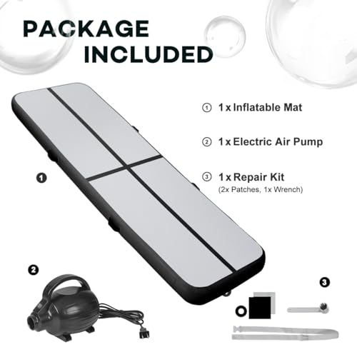 KIKILIVE Inflatable Air Gymnastics Tumbling Mat 10ft, Air Tumble Track Mat 4 inches Thickness with Electric Air Pump for Home Use/Training/Cheerleading/Yoga/Water/Beach/Park