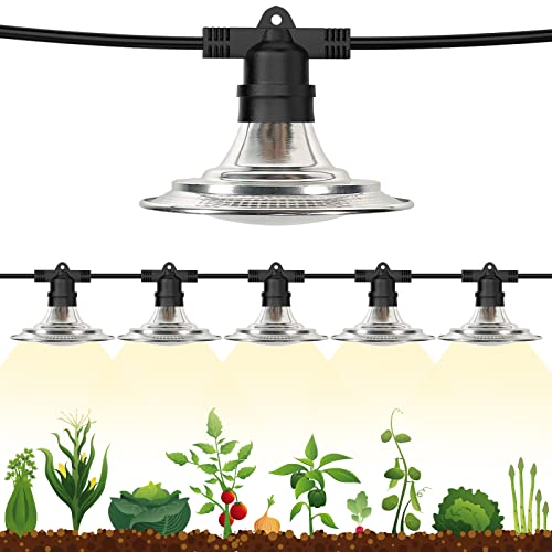 Espird Outdoor LED Grow Lights for Greenhouse 6-Light Waterproof String Grow Light, Full Spectrum LED Plant Grow Light Lamp, Waterproof Greenhouse Grow Lights for Seedling, Veg, Flower