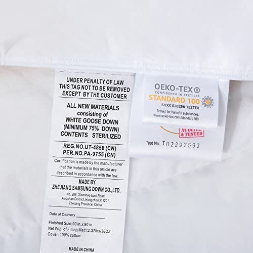 Globon Goose Down Comforter Queen Size All Season Down Duvet Insert,400 Thread Count Ultra Soft Noiseless Shell,800 Fill Power with Corner Tabs,White