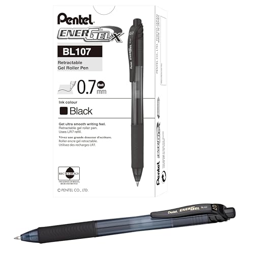 Pentel EnerGel-X Retractable Liquid Gel Pen (0.7mm) Metal Tip, Orange Ink, Box of 12 (BL107-F)