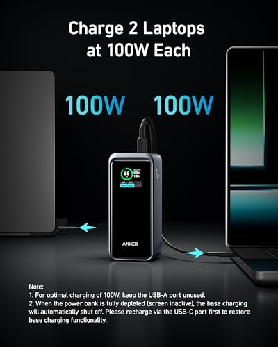 Anker Prime Power Bank, 20,000mAh Portable Charger with 200W Output, Smart Digital Display, 2 USB-C and 1 USB-A Port Compatible with iPhone 15/14/13 Series, Samsung, MacBook, Dell, and More