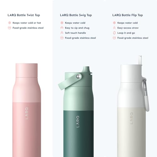 LARQ Bottle Twist Top 17 oz - Insulated Stainless Steel Water Bottle | BPA Free | Reusable for Camping, Office, Travel | Keeps Drinks Cold and Hot, Himalayan Pink