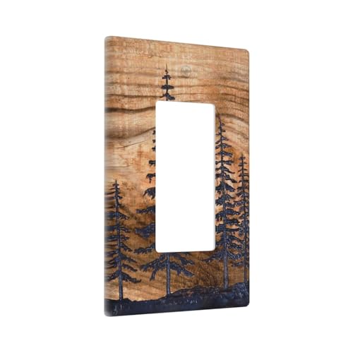 Farmhouse Rustic Wood Print Light Switch Cover 2 Gang Toggle/Rocker Brown Decorative Wall Plate Electric Faceplate for Living Room Bedroom Bathroom 4.5" x 4.5" (Plastic)