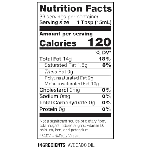 BetterBody Foods Refined Non-GMO Cooking Oil, Kosher, Keto and Paleo Diet Friendly, Avocado Oil, 1 Liter, 33.8 Fl Oz