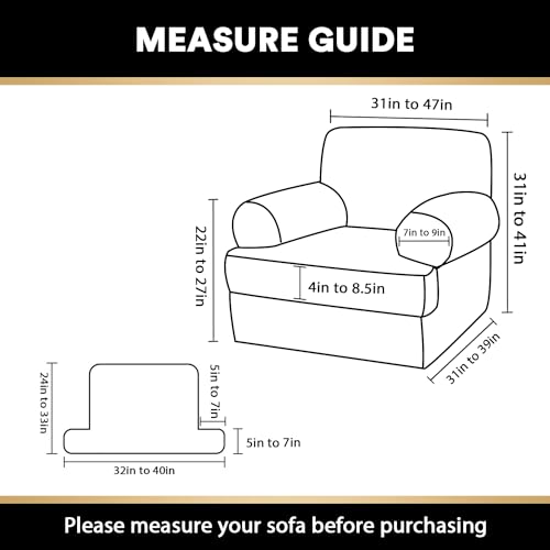 PrinceDeco T Cushion Sofa Slipcover 3 Pieces Sofa Covers for T Cushion Sofa Soft Couch Cover Sofa Slip Covers Furniture Covers with 2 Individual T Cushion Shape Seat Covers Machine Washable, Taupe