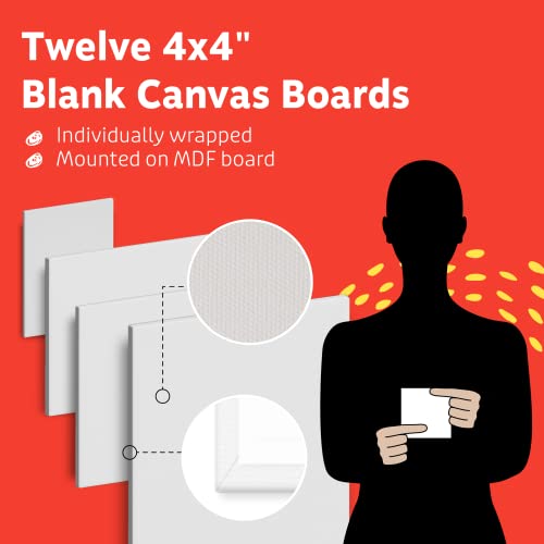 Artlicious Canvases for Painting - Pack of 12, 12 x 16 Inch Blank White Canvas Boards - 100% Cotton Art Panels for Oil, Acrylic & Watercolor Paint