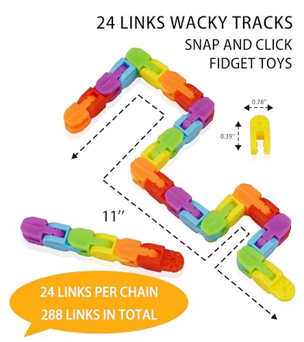 Ganowo Rainbow Fidget Toys Wacky Tracks Snap Click for Kids Students School Finger Sensory Snake Cube Toys Valentines Fidgets Class Gifts for Adults Children Stress Relief ADD ADHD Autism