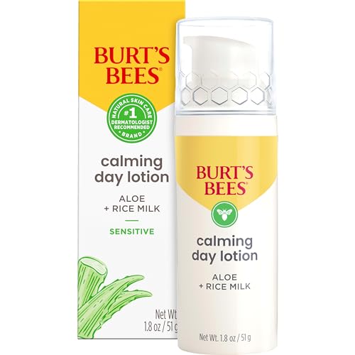 Burt's Bees Valentines Day Gifts, Calming Day Face Lotion With Aloe and Rice Milk, Soothing Face Lotion for Sensitive Skin, 98.9 Percent Natural Origin Skin Care, 1.8 oz. Bottle