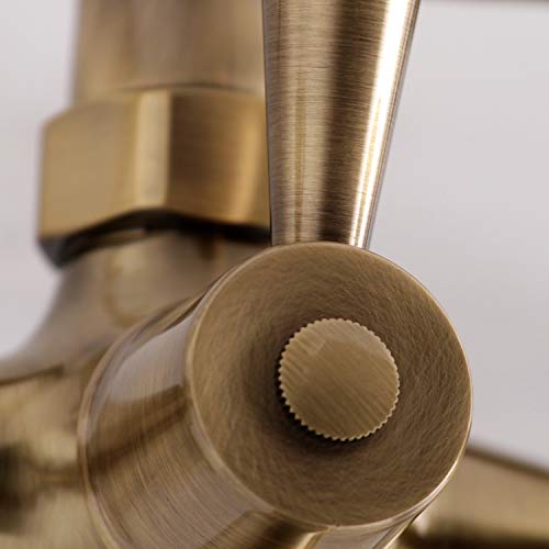 Kingston Brass KS266AB Vintage 6" Adjustable Wall Mount Clawfoot Tub Faucet, Antique Brass