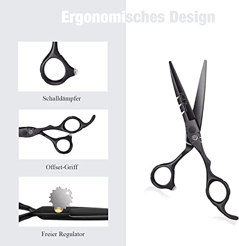 Purple Dragon Professional Japan 440C Hair Salon Cutting Shear and Barber Thinning Scissor Hairdressing Shear Set with Bag
