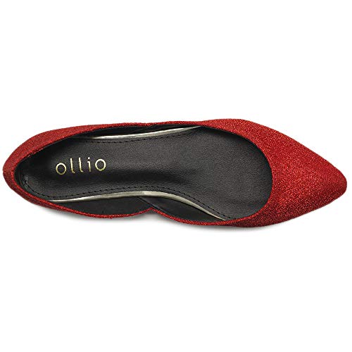 Ollio Women's Shoes Glitter Casual Comfort Light Pointed Toe Ballet Flats F112 (6 B(M) US, Gold)