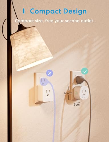 Meross Matter Smart Plug Mini, Easy Setup, 100% Privacy Smart Outlet, Compact Size, Support Apple Home, Alexa, Google Home with Schedule and Timer, App and Voice Control, 2.4G Wi-Fi Only (1 Pack)