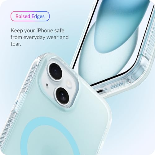 LONLI Hue - for iPhone 15 Case [Compatible with Magsafe] - Frosted Blue - [10FT Drop Protection] [4 Airbag Cushioned Corners] - Cute, Unique and Aesthetic (2023)